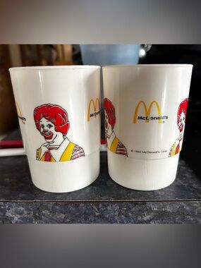 Pair of vintage Ronald McDonald's Plastic Cups